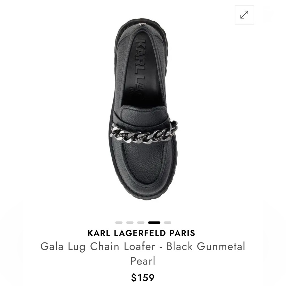 Karl Lagerfeld Paris Gala Lug Chain Loafer in Black Gunmetal Black Loafers